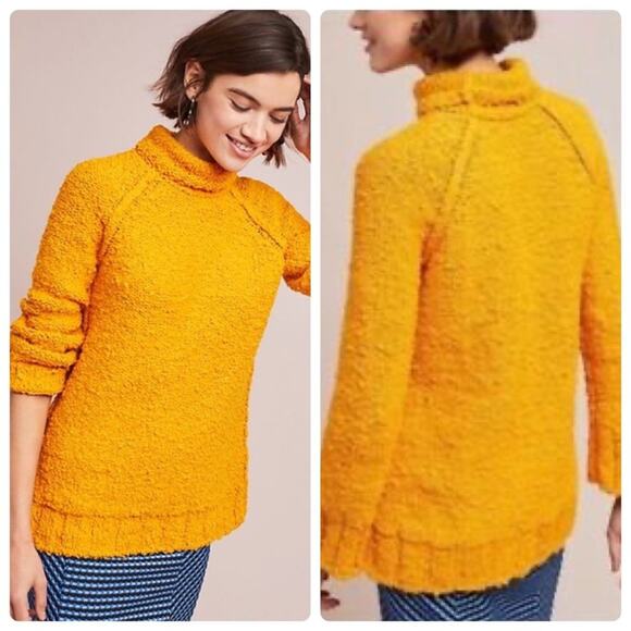 Anthropologie Moth Juliette Turtleneck Sweater Mango Golden Yellow - Picture 1 of 8
